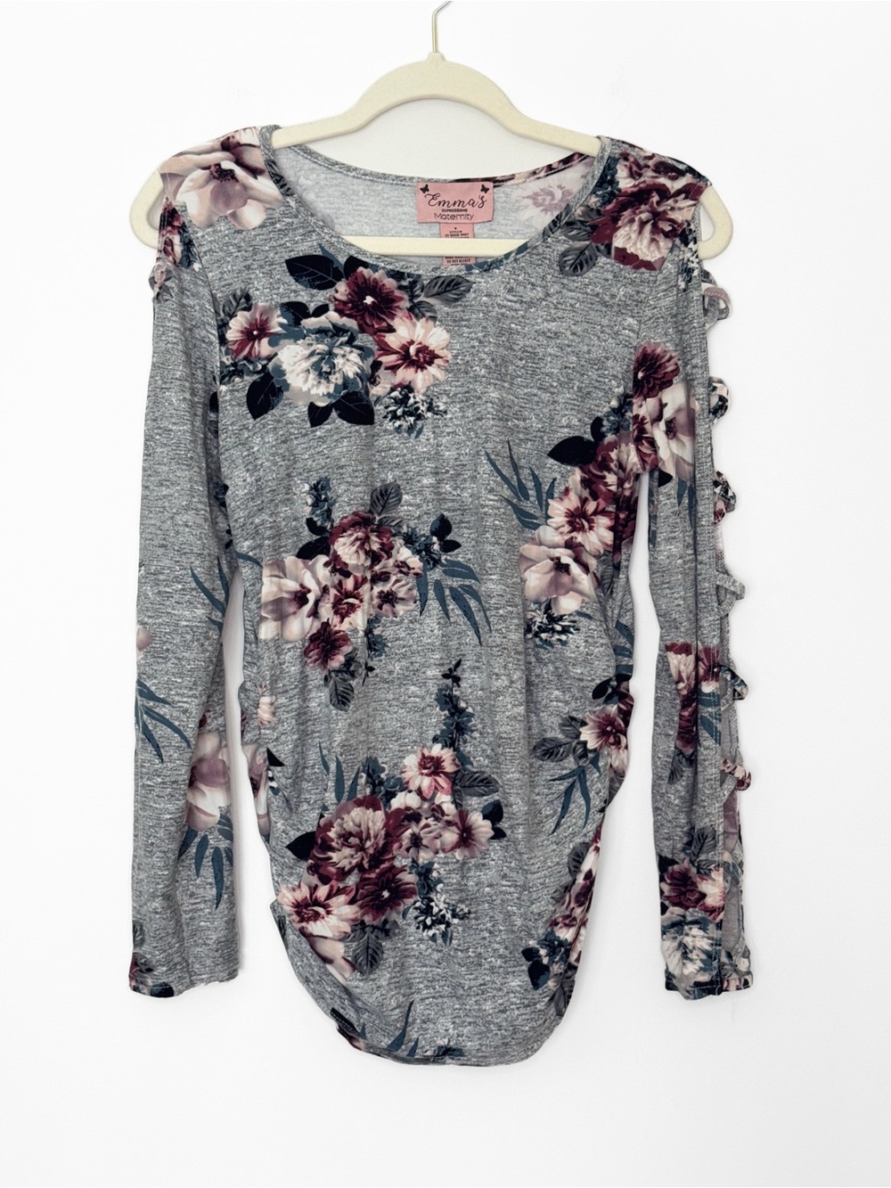 Emma’s Expressions Maternity Floral Lattice Sleeve Top - Size Small